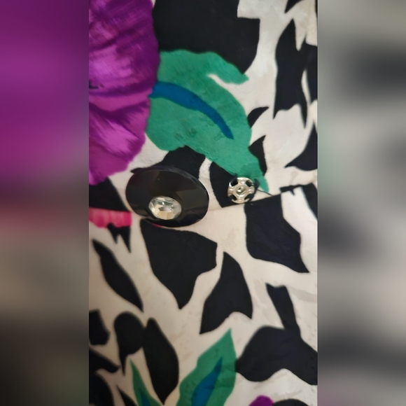 Vintage 80s A.J.BARI Floral 100% Silk Peplum Jacket Top. Size 10(medium) - Picture 6 of 15